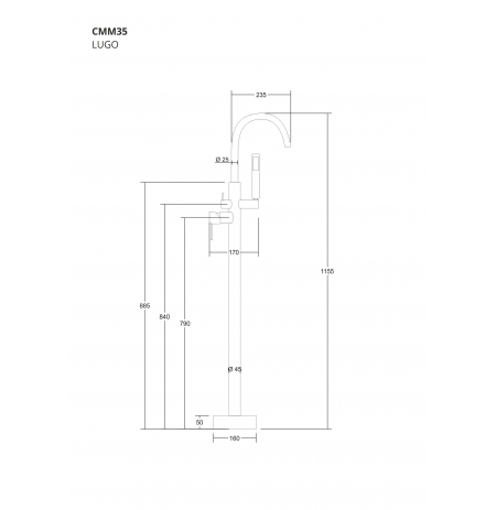 Bateria wannowa wolnostojąca Corsan CMM35CH chromowana