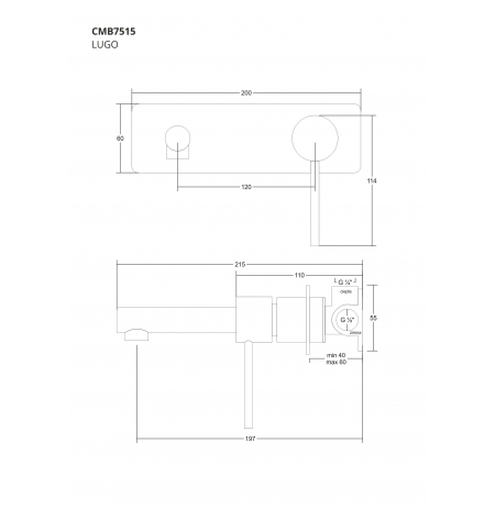 Bateria umywalkowa podtynkowa Corsan CMB7515GL Lugo złota z wylewką