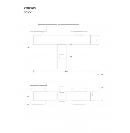 Bateria wannowo prysznicowa Corsan CMB3025BL czarna z wylewką