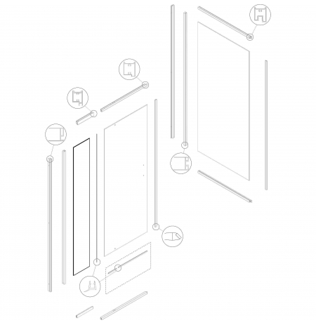 mała szyba stała do kabiny natryskowej Kerra "Dunaj 1-D 70-80x80"