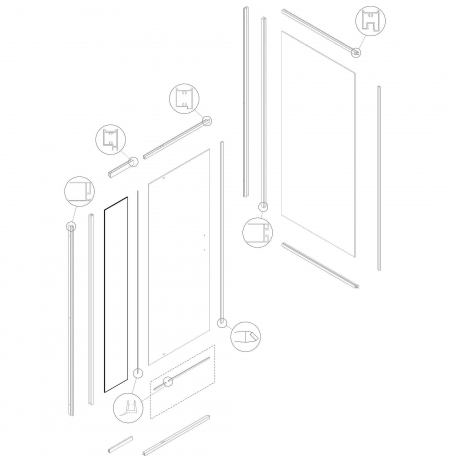 mała szyba stała do kabiny natryskowej Kerra "Dunaj 1-D 70-80x80"