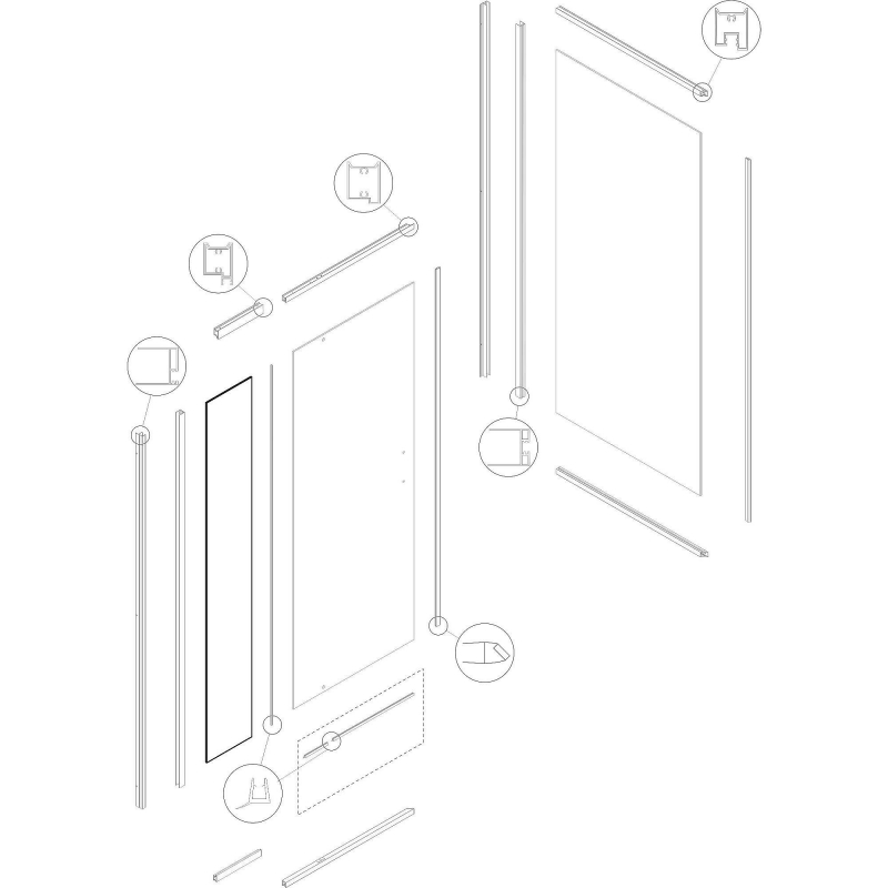 mała szyba stała do kabiny natryskowej Kerra "Dunaj 1-D 70-80x80"