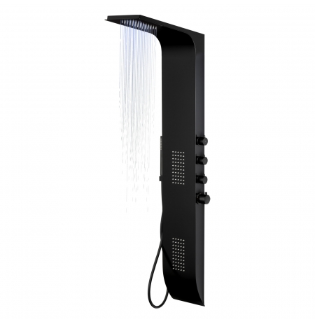 Panel prysznicowy Corsan DUO Termostat Czarny Deszczownica LED
