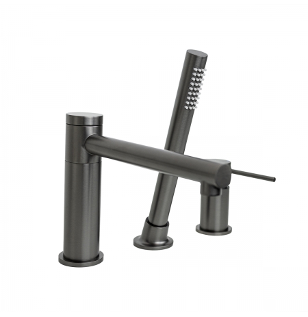 Bateria wannowa 3 otworowa Corsan CMB7542GM Lugo z wylewką i słuchawką prysznicową GunMetal