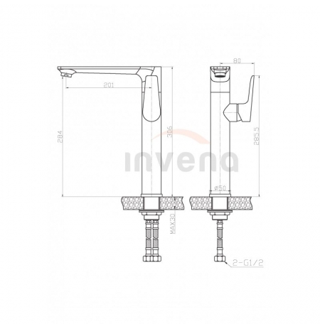 Bateria umywalkowa Invena Dokos