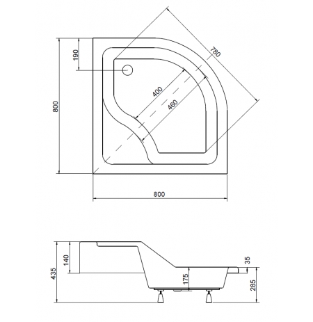 Brodzik Besco Oliver 80x80x28,5cm