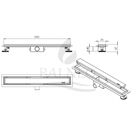 Odpływ liniowy Balneo G-Drain Milky 100cm - szklany