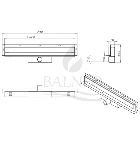 Odpływ liniowy ścienny Balneo W-Drain 60cm - dwustronny