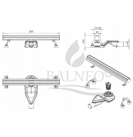 Odpływ liniowy Balneo Slim 60cm