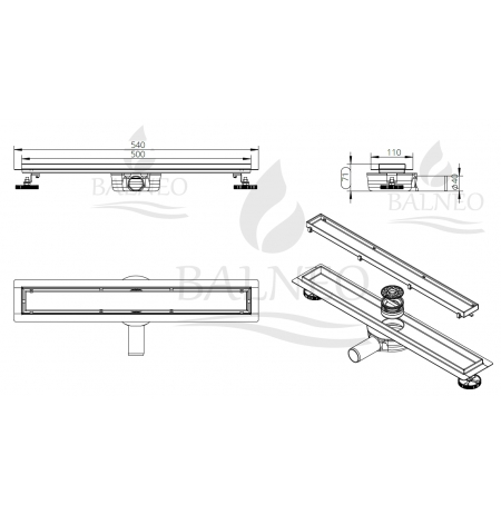 Odpływ liniowy Balneo 360 Drain 50cm - dwustronny