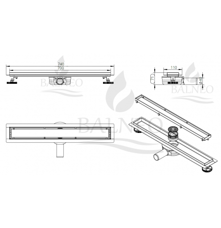 Odpływ liniowy Balneo 360 Drain 70cm - dwustronny