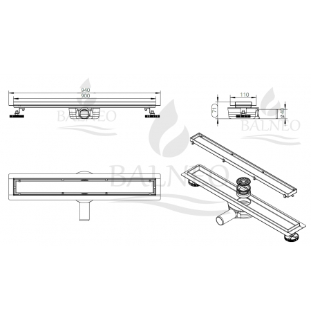 Odpływ liniowy Balneo 360 Drain 90cm - dwustronny